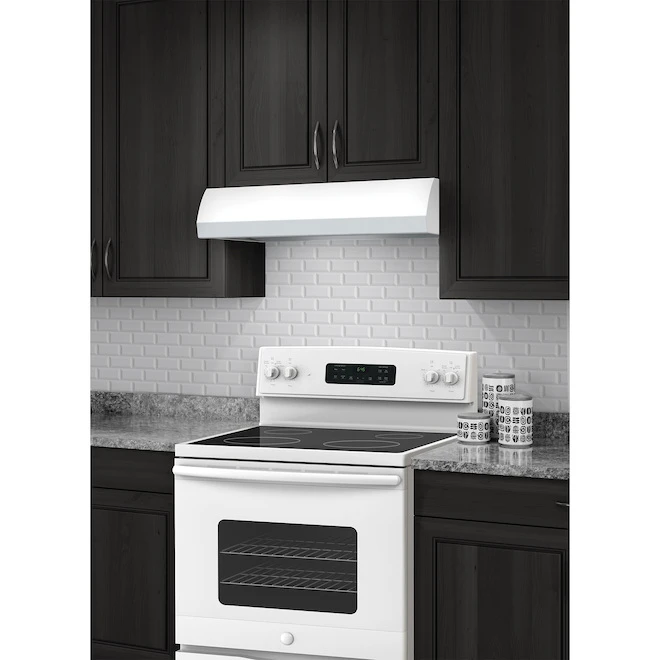 Broan BXT Series 30-Inch, 4-Way Convertible Under-Cabinet Range Hood, 270 Max Blower CFM, White 1 Broan BXT Series 30-Inch, 4-Way Convertible Under-Cabinet Range Hood, 270 Max Blower CFM, White