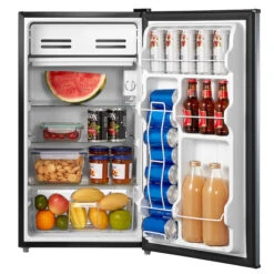 Midea 3.3-cu Ft Standard-Depth Freestanding Mini Fridge With Freezer Compartment (Stainless Look) -Cheap My Cook Nest Store 21615075b L