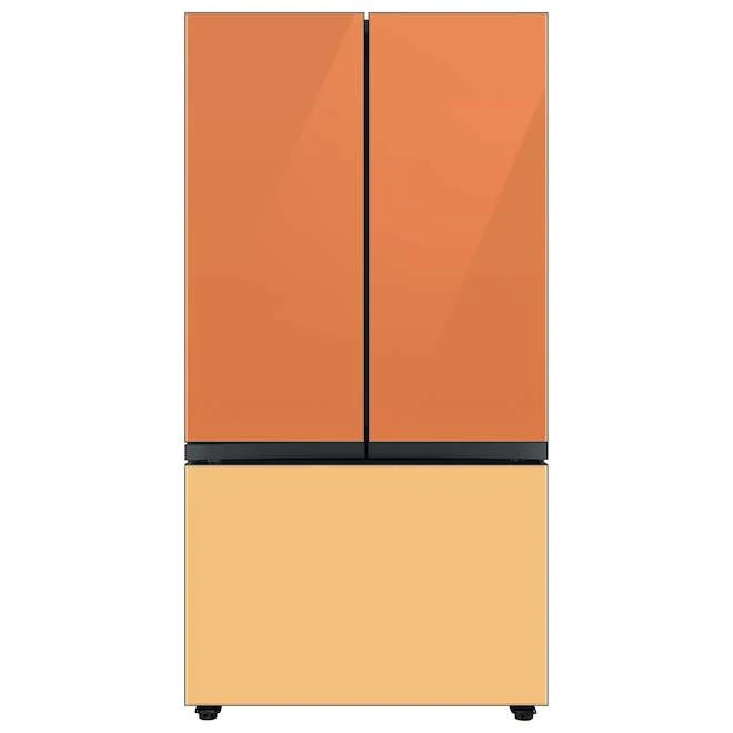 Samsung Bespoke Upper Panel For 3-Door Refrigerator - Glass - Clementine 2 Samsung Bespoke Upper Panel For 3-Door Refrigerator - Glass - Clementine - Image 2