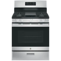 GE Gas Range With Steam Clean - 30-in - 5-cu Ft - Stainless Steel