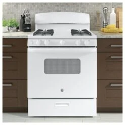 GE Appliances Freestanding Gas Oven - White - 4 Burners - Rotatory Knobs - 30-in X 4.8-cu Ft -Cheap My Cook Nest Store 23085656d L