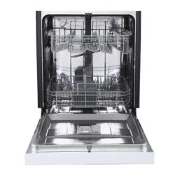 GE White Built-In Front Control Dishwasher With CleanSensor