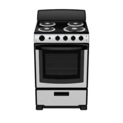 GE 4 Burners 2.9 CFT Manual Cleaning Electric Freestanding Range Stainless Steel 24-in