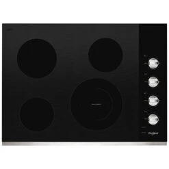 Whirlpool 4-Element Electric Cooktop In Ceramic Glass - 30-in - Black/Stainless Steel -Cheap My Cook Nest Store 30006064 L