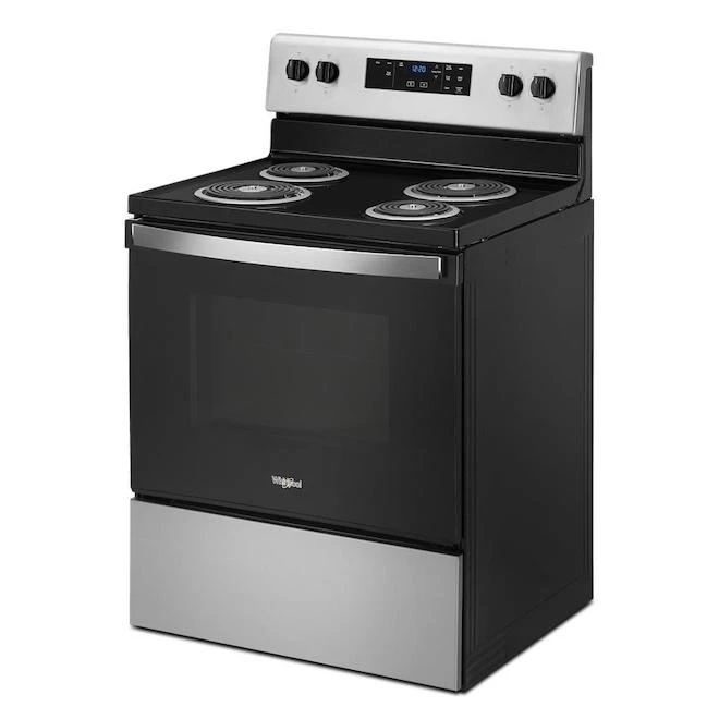 Whirlpool Freestanding Electric Oven - Stainless Steel/Black - 4-Coil Burners - 30-in X 4.8-cu Ft Capacity 4 Whirlpool Freestanding Electric Oven - Stainless Steel/Black - 4-Coil Burners - 30-in X 4.8-cu Ft Capacity - Image 4