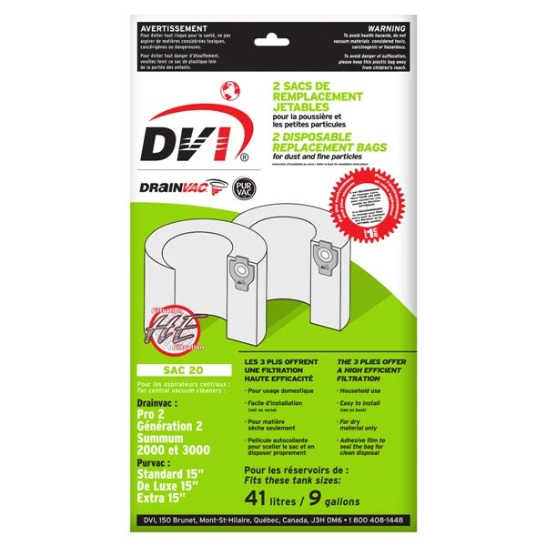 Drainvac Disposable Cloth Dust Bags (2 Pack) 1 Drainvac Disposable Cloth Dust Bags (2 Pack)