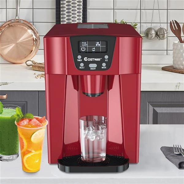 Costway 36-lb Red Drop-Down Door Portable/Countertop Commercial Bullet Ice Maker 5 Costway 36-lb Red Drop-Down Door Portable/Countertop Commercial Bullet Ice Maker - Image 5