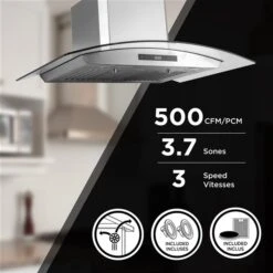 Aria 36-in Convertible Glass And Stainless Steel Wall Mounted Range Hood With Charcoal Filter -Cheap My Cook Nest Store 330977898 AlternateImage2 l