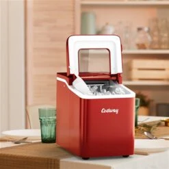 Costway 26-lb Drop-Down Door Portable/Countertop Bullet Ice Maker - Red -Cheap My Cook Nest Store 330989798 AlternateImage2 l