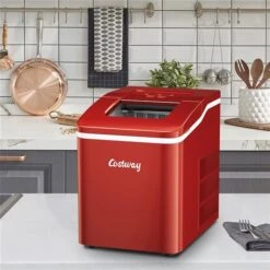 Costway 26-lb Drop-Down Door Portable/Countertop Bullet Ice Maker - Red -Cheap My Cook Nest Store 330989798 AlternateImage3 l