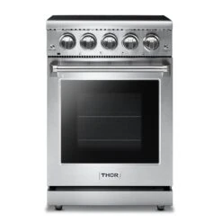 Thor Kitchen 24-in Smooth Surface 4 Elements 3.73-cu Ft Manual Cleaning Convection Oven Electric Range (Stainless Steel)