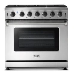 Thor Kitchen 36-in 6 Burners 6-cu Ft Manual Cleaning Slide-In Gas Range (Stainless Steel)