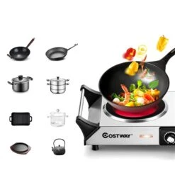 Costway 9-in 2-Burner Stainless Steel Electric Hot Plate -Cheap My Cook Nest Store 331060073 AlternateImage3 l