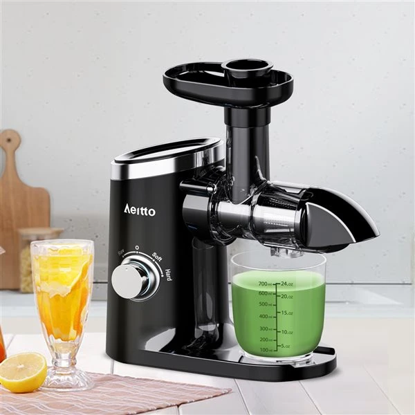 Aeitto Masticating Juicer With Two Speed Modes - Black 1 Aeitto Masticating Juicer With Two Speed Modes - Black