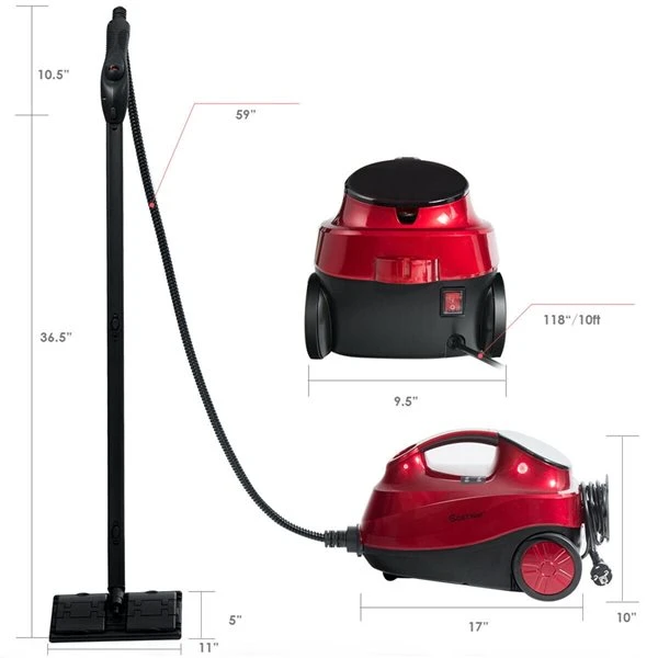 Costway 2000 W Multipurpose Steam Cleaner With 19 Accessories In Red 3 Costway 2000 W Multipurpose Steam Cleaner With 19 Accessories In Red - Image 3