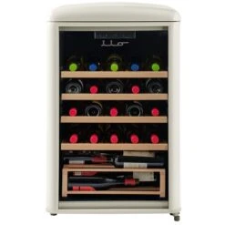 Iio 30-Bottle Freestanding Retro Cream Wine Cooler