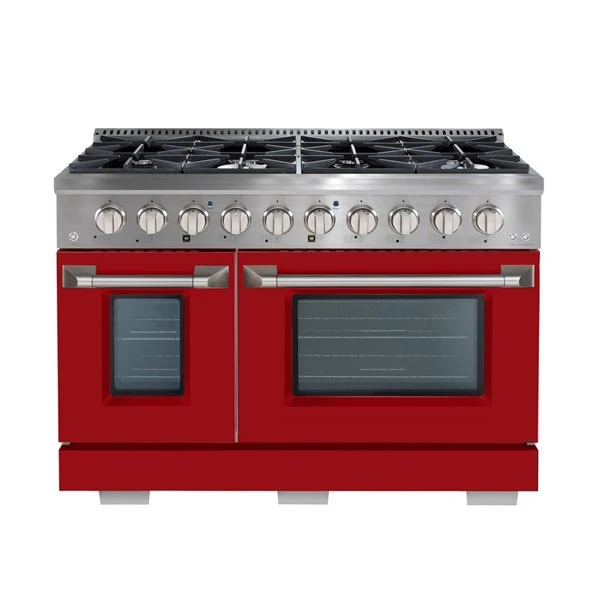 Ancona 48-in Double Oven Dual Fuel Range With 8 Burners And Convection Oven - Red 2 Ancona 48-in Double Oven Dual Fuel Range With 8 Burners And Convection Oven - Red - Image 2