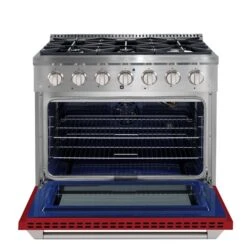 Ancona 36-in Gas Range With Convection Oven In Stainless Steel With Matte Red Door -Cheap My Cook Nest Store 332003929 AlternateImage2 l