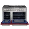 Ancona 48-in Gas Range And Double Convection Oven With Matte Red Doors