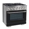 Ancona 36-in Gas Range And Convection Oven In Stainless Steel With Black Door