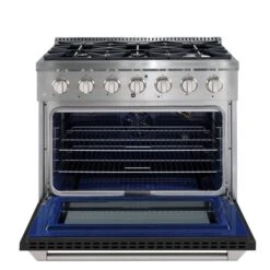 Ancona 36-in Gas Range And Convection Oven In Stainless Steel With Black Door -Cheap My Cook Nest Store 332003939 AlternateImage2 l