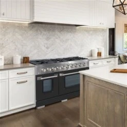 Ancona 48-in Double Oven Dual Fuel Range With 8 Burners And Convection Oven - Black