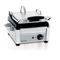 Eurodib Commercial Compact Panino Grill With Non-Stick Ribbed Plates 16.75-in X 10-in