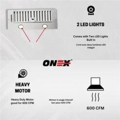 Onex 20-in 600 CFM Stainless Steel Under Cabinet Range Hood -Cheap My Cook Nest Store 332004659 AlternateImage4 l