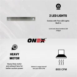 Onex 30-in 800 CFM Black Stainless Steel Wall Mounted Range Hood