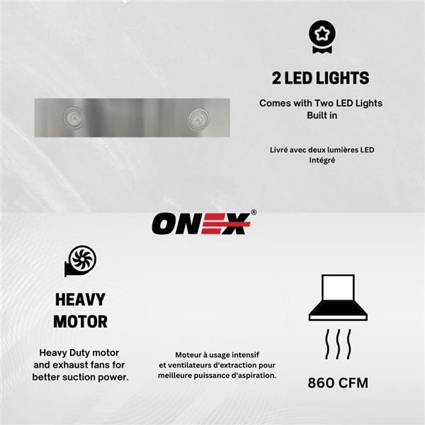 Onex 30-in 860 CFM Stainless Steel Under Cabinet Range Hood 2 Onex 30-in 860 CFM Stainless Steel Under Cabinet Range Hood - Image 2