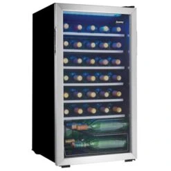 Danby Wine Cooler - 36 Bottles - 3.3-cu Ft - 17.5-in - See-through Glass Door - Stainless Steel -Cheap My Cook Nest Store 80965007b L